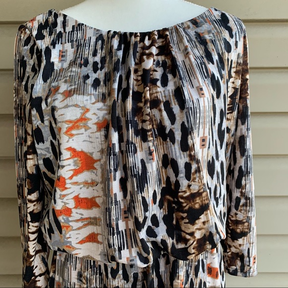 •Tiana B.• Jungle Print 3/4 Sleeve Dress - Size 6 - Picture 3 of 9